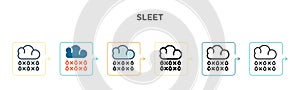 Sleet vector icon in 6 different modern styles. Black, two colored sleet icons designed in filled, outline, line and stroke style