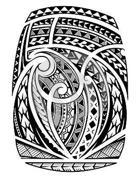 Sleeve tattoo in polynesian ethnic style