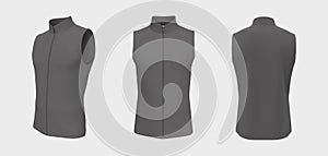 Sleeveless cycling jersey mockup in front, side and back, 3d rendering