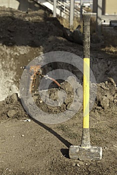 Sleg hammer on construction site