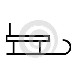 Sleigh icon line isolated on white background. Black flat thin icon on modern outline style. Linear symbol and editable stroke.