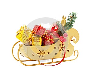 Sleigh of Santa Claus with gifts