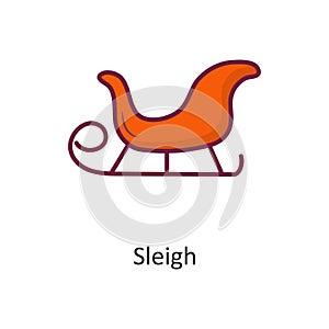 Sleigh vector Fill outline Icon Design illustration. Holiday Symbol on White background EPS 10 File