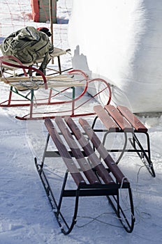 Sleighs on the snow