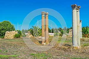 The slender columns in Carthage, Tunisia