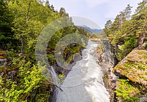 Slettafossen, a waterfall in the Rauma river, a little south of Verma upstream in Romsdalen in MÃÂ¸re og Romsdal photo