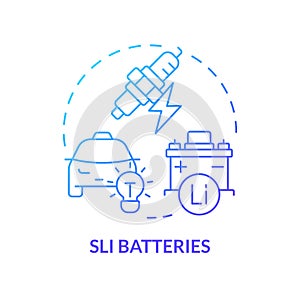 SLI batteries blue gradient concept icon