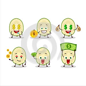 Slice of ambarella cartoon character with cute emoticon bring money