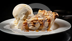Slice of Apple Pie with a Scoop of Ice Cream