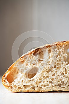 Slice of artisan bread, close up