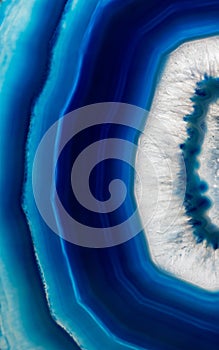 Slice background of blue agate crystal