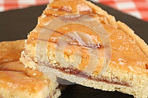 Slice of bakewell tart