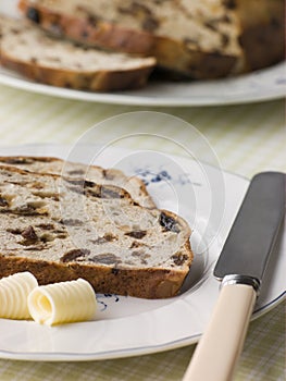 Slice of Barm Brack with Butter