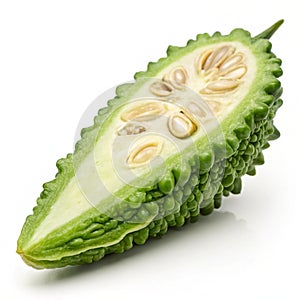 Slice of bitter melon isolated on transparent background