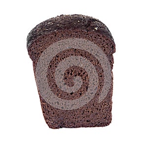 Slice of black rye bread isolated on a white background