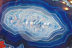 Slice of blue agate crystal
