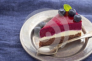 Slice of blueberry cheesecake4