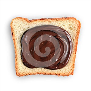 Slice of bread with a chocolate hazelnut spread