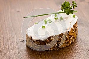 Slice of Bread with creme fraiche