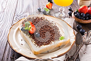 Slice of bread with hagelslag chocolate sprinkles