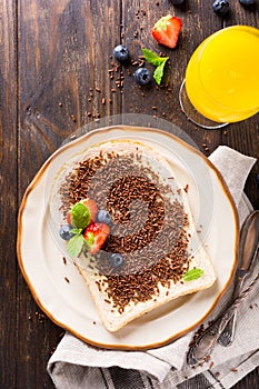 Slice of bread with hagelslag chocolate sprinkles