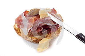 Slice bread with parma ham