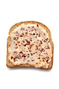 Slice of bread with spread on top