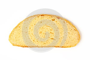 Slice of bread on white background