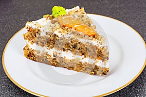 Slice of carrot biscuit cake