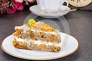 Slice of carrot biscuit cake