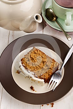 Slice carrot cake on a plate