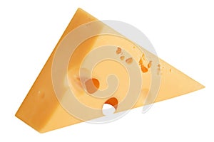 Slice of cheese isolated on white