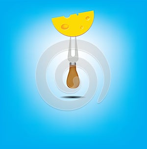 Slice of cheese on knife