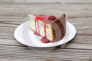 Slice of cherry cheesecake