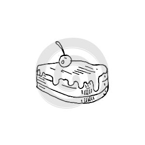 A slice of cherry pie sketch vector illustration