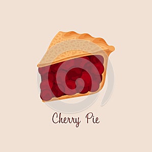 Slice of Cherry Pie vector illustration