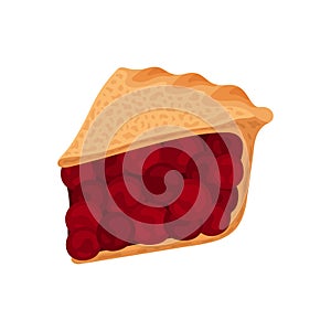 Cherry pie detailed vector illustration. Traditional bakery.