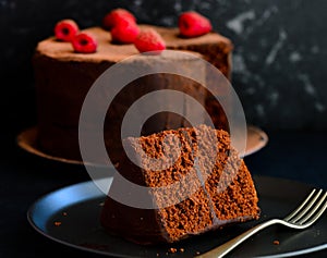 Slice of chocolate cake