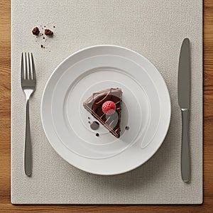 A light gray textured placemat. A fork is positioned to the left, and a