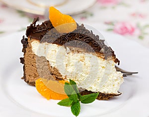 Slice of chocolate and hazelnut cake