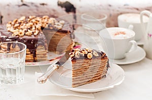 A Slice of Chocolate, Hazelnut and Cottage Cheese Crepe Cake