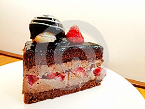 Slice of Chocolate and Strawberry Cake