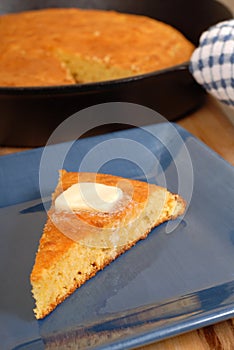 Slice of cornbread with butter