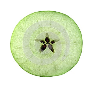 Slice cross section of green apple