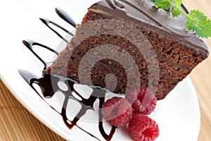 Slice of delicious chocolate cake