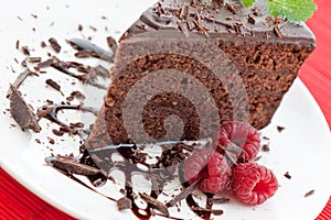 Slice of delicious chocolate cake