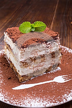 Slice of Delicious Italian Tiramisu Dessert