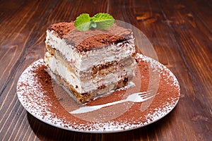 Slice of Delicious Italian Tiramisu Dessert