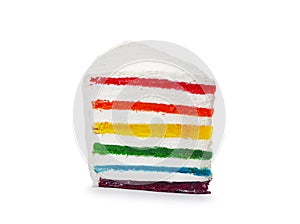 Slice of delicious rainbow cake