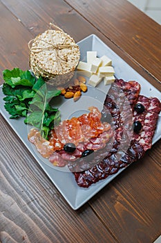 Slice of dried meat with